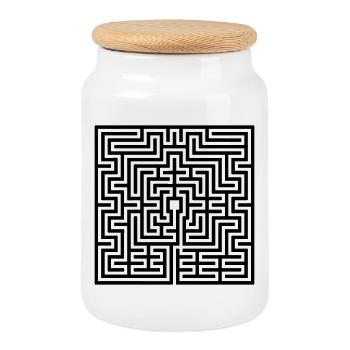 Labyrinth - Keksdose mit Holzdeckel - Weiß - Vorne
