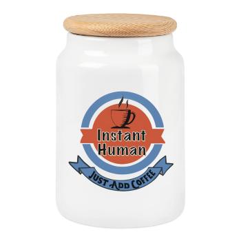 Instant Human, Just Add Coffee - Keksdose mit Holzdeckel - Weiß - Vorne