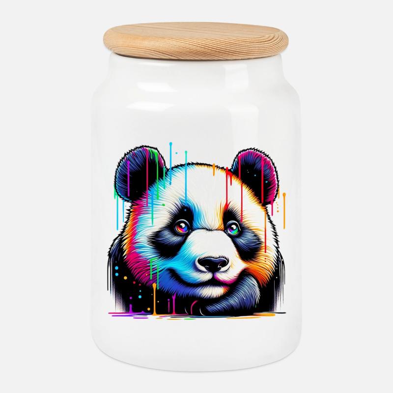 Panda - Keksdose mit Holzdeckel - Weiß