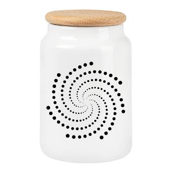 Tourbillon de points - Boîte à biscuits avec couvercle en bois - blanc - Devant