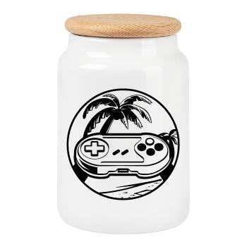 Gamepad - Keksdose mit Holzdeckel - Weiß - Vorne