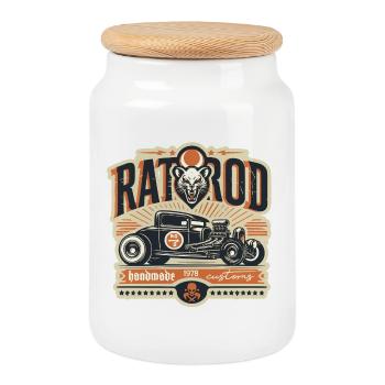Ratsking Ratlook Shirt – Rustic Custom Style - Cookie Jar with Wooden Lid - white - Front