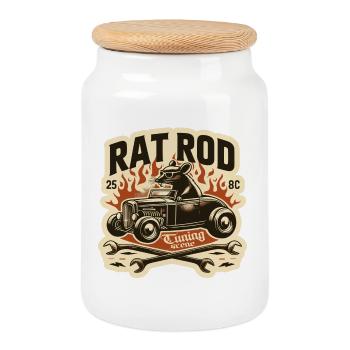 Ratsking Ratlook Shirt – Rustic Custom Style - Cookie Jar with Wooden Lid - white - Front