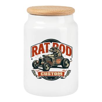Ratsking Ratlook Shirt – Rustic Custom Style - Cookie Jar with Wooden Lid - white - Front