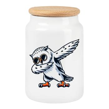 Harfang des neiges cool Dabbing Pose - Boîte à biscuits avec couvercle en bois - blanc - Devant