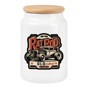 Ratsking Ratlook Shirt – Rustic Custom Style - Cookie Jar with Wooden Lid - white - Front