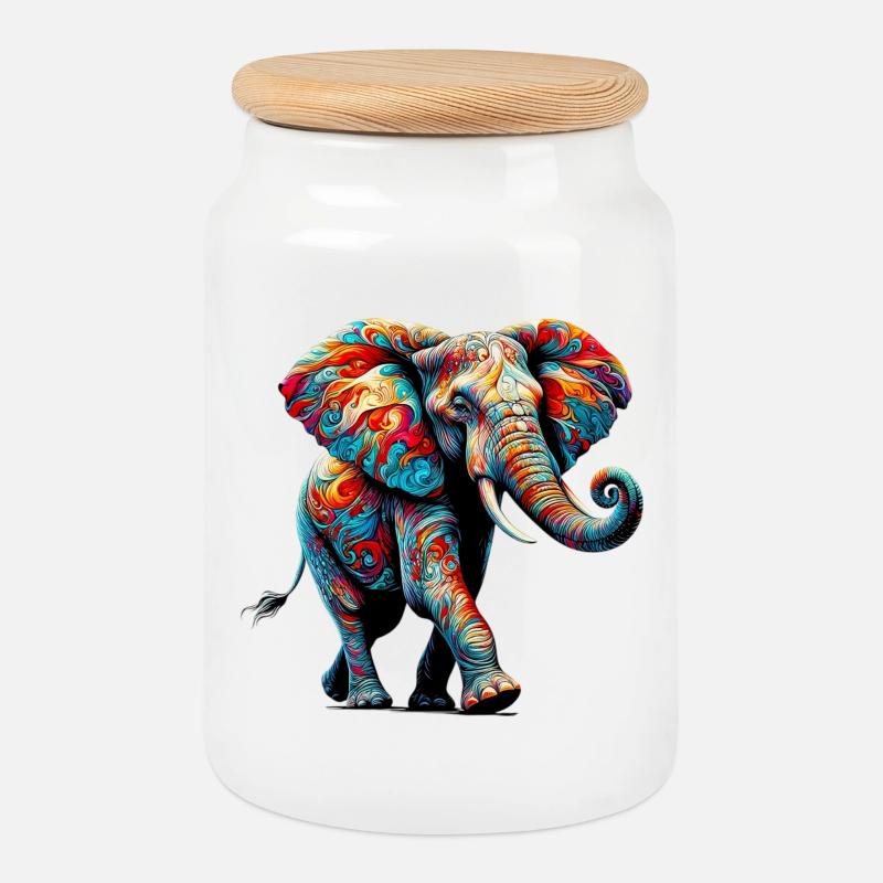Elefant - Keksdose mit Holzdeckel - Weiß