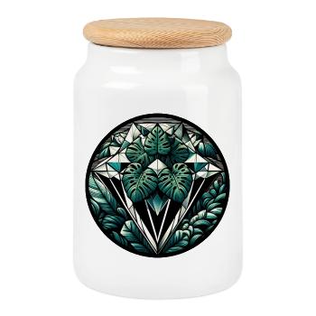 Diamond of the Jungle - Cookie Jar with Wooden Lid - white - Front