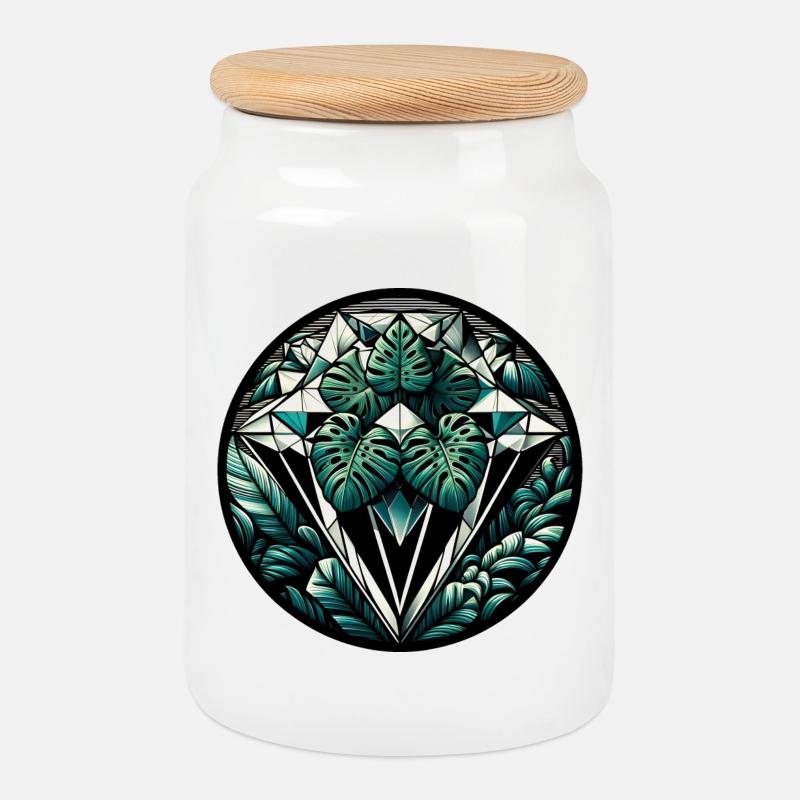 Diamant de la jungle - Boîte à biscuits avec couvercle en bois - blanc