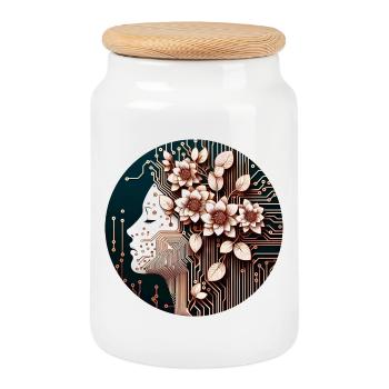 Mechanical Flower Girl - Keksdose mit Holzdeckel - Weiß - Vorne