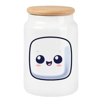 Süßer Marshmallow Zucker Comic - Keksdose mit Holzdeckel - Weiß - Vorne