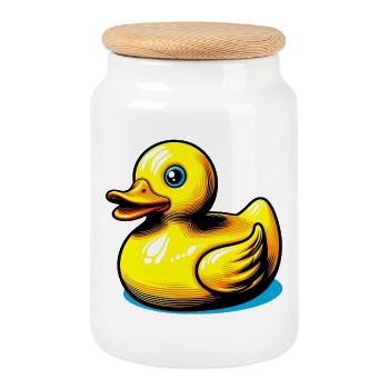 Caneton Canard Canard - Boîte à biscuits avec couvercle en bois - blanc - Devant