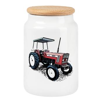 Traktor 666 - Keksdose mit Holzdeckel - Weiß - Vorne