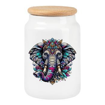 Elefant - Keksdose mit Holzdeckel - Weiß - Vorne