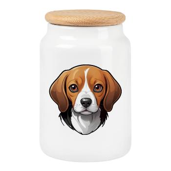 adorable beagle - Boîte à biscuits avec couvercle en bois - blanc - Devant