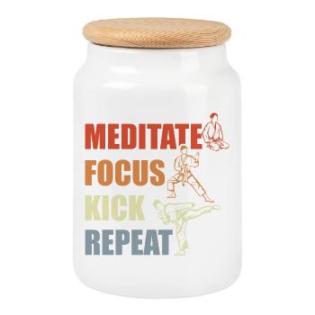 Karate Motivation - Cookie Jar with Wooden Lid - white - Front
