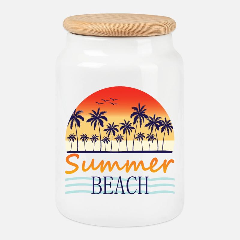 Summer Beach - Keksdose mit Holzdeckel - Weiß