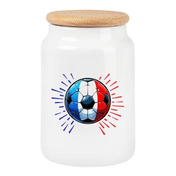 France Football Design – Pride and Elegance - Cookie Jar with Wooden Lid - white - Front