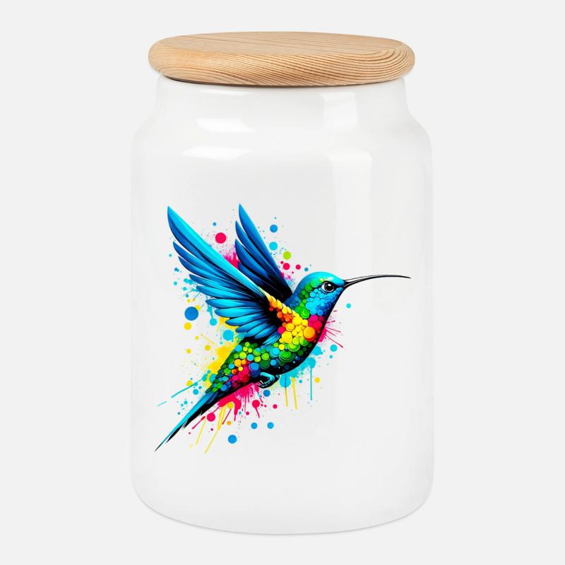 Kolibri - Keksdose mit Holzdeckel - Weiß