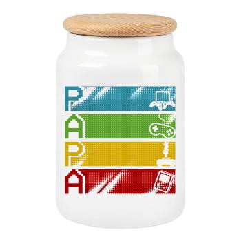 Retro Gamers Pixel Multicolor - Cookie Jar with Wooden Lid - white - Front