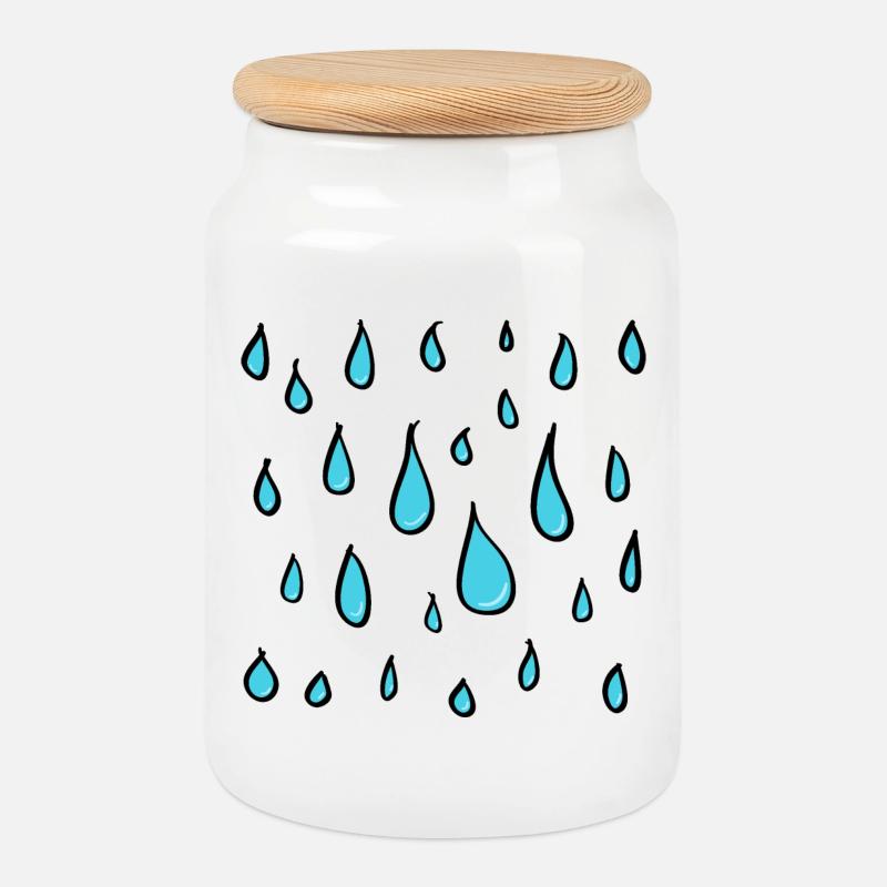 goutte d’eau - Boîte à biscuits avec couvercle en bois - blanc
