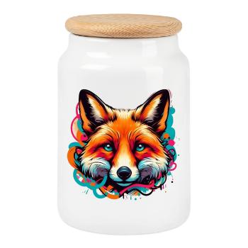 Fuchs - Keksdose mit Holzdeckel - Weiß - Vorne