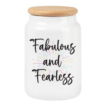 LGBTQ Pride Month - Fabelhaft und furchtlos - Keksdose mit Holzdeckel - Weiß - Vorne