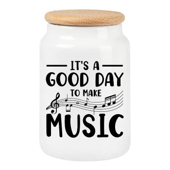 Instrument de musique musicien - Boîte à biscuits avec couvercle en bois - blanc - Devant
