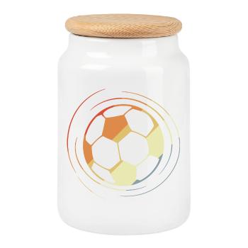 Dessin de football style rétro - Boîte à biscuits avec couvercle en bois - blanc - Devant