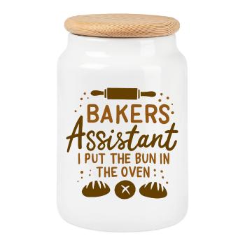 Journeyman baker - Cookie Jar with Wooden Lid - white - Front