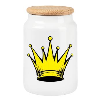 Couronne dorée - Boîte à biscuits avec couvercle en bois - blanc - Devant