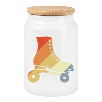 Vintage Roller Skates - Keksdose mit Holzdeckel - Weiß - Vorne