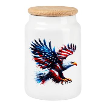 Adler Flagge USA USA Amerikanisch - Keksdose mit Holzdeckel - Weiß - Vorne
