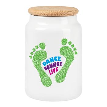 Dance Bounce Live barefoot natural runners mit Fuß - Keksdose mit Holzdeckel - Weiß - Vorne