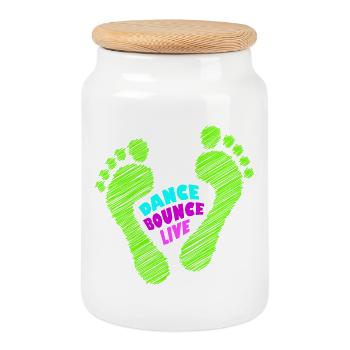 Dance Bounce Live pieds nus vert néon - Boîte à biscuits avec couvercle en bois - blanc - Devant