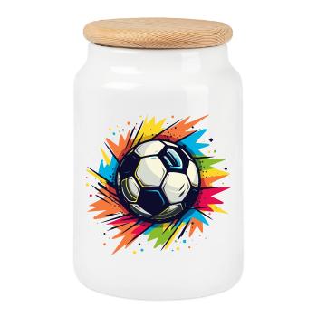 Football Graffiti - Boîte à biscuits avec couvercle en bois - blanc - Devant