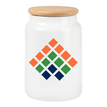 flèche mosaïque vers le haut - Boîte à biscuits avec couvercle en bois - blanc - Devant