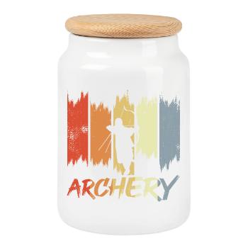 Archery - Cookie Jar with Wooden Lid - white - Front