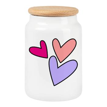 LOVE. COUPLE. JUST MARRIED. Bachelorette party. VALENTINE'S DAY. - Cookie Jar with Wooden Lid - white - Front