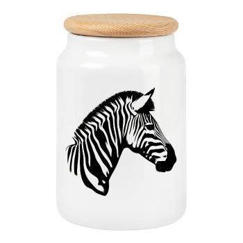 Zèbre - Boîte à biscuits avec couvercle en bois - blanc - Devant