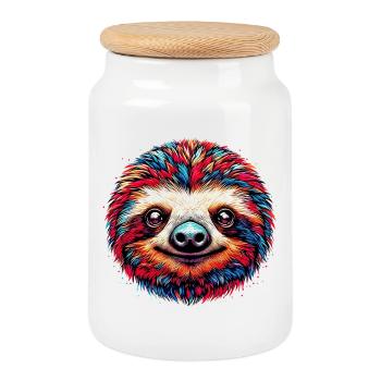 Sloth - Cookie Jar with Wooden Lid - white - Front