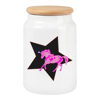 Licorne - Boîte à biscuits avec couvercle en bois - blanc - Devant