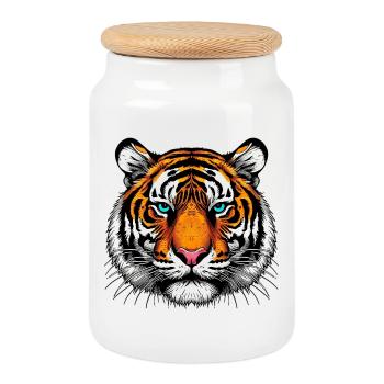 Tiger - Keksdose mit Holzdeckel - Weiß - Vorne