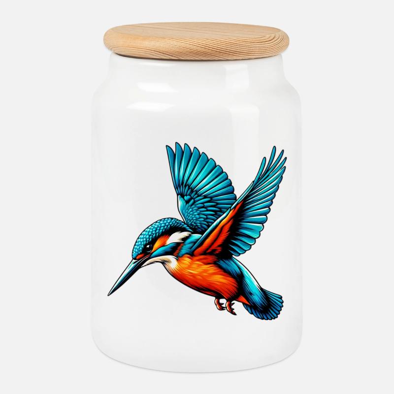 Eisvogel - Keksdose mit Holzdeckel - Weiß