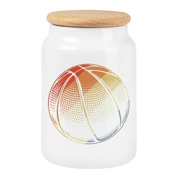Ballon de basket-ball Vintage - Boîte à biscuits avec couvercle en bois - blanc - Devant