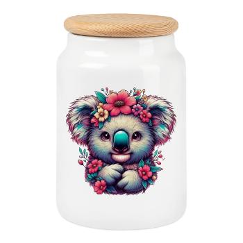 Koala - Cookie Jar with Wooden Lid - white - Front