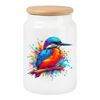 Martin-pêcheur - Boîte à biscuits avec couvercle en bois - blanc - Devant