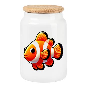 Clownfisch - Keksdose mit Holzdeckel - Weiß - Vorne