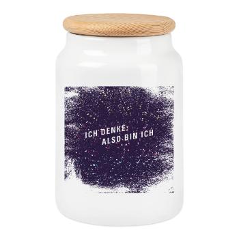 Ich denke also bin ich - Keksdose mit Holzdeckel - Weiß - Vorne