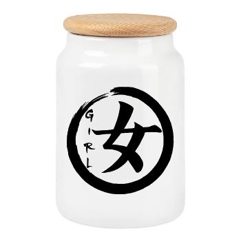 Das Wort Mädchen auf Japanisch (schwarz) - Keksdose mit Holzdeckel - Weiß - Vorne
